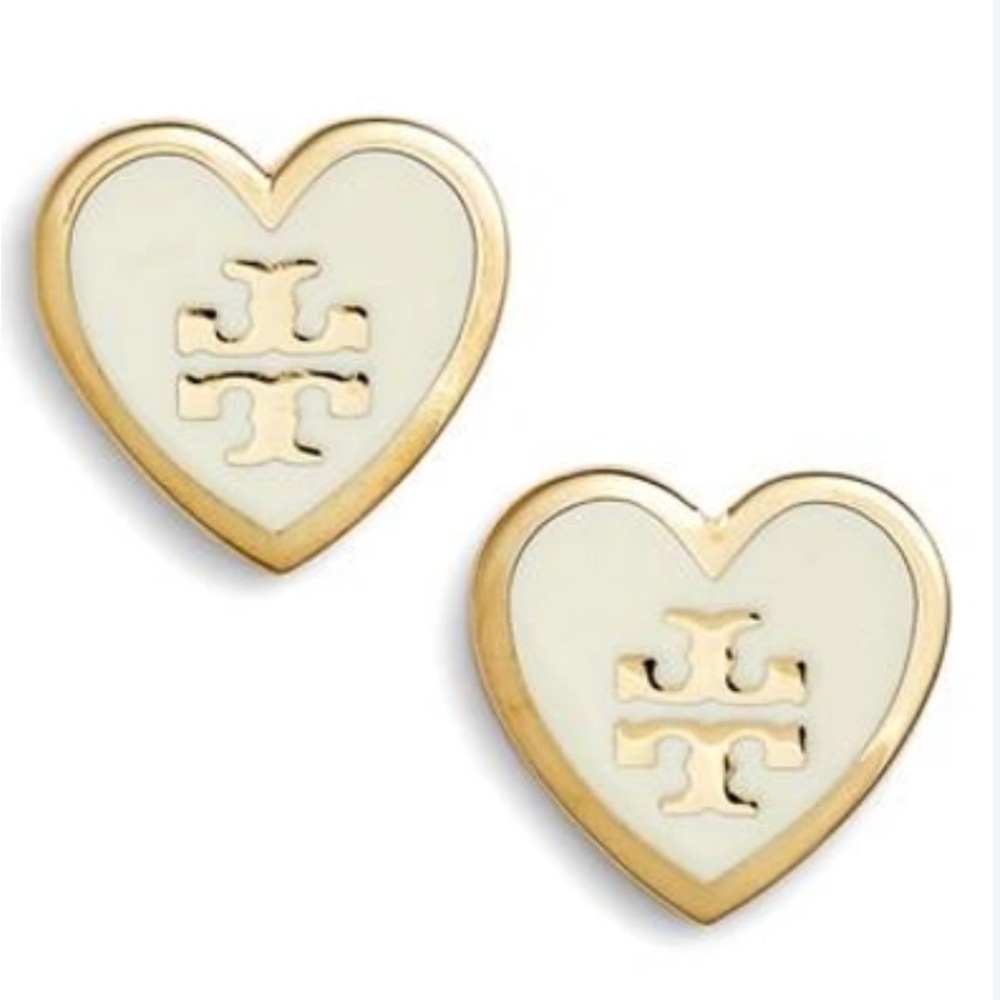 Tory Burch Heart White Earrings